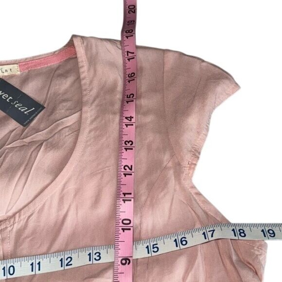 Hint Of Mint Pink Lace Trim Button-Down Crop Top Womens XL - Picture 10 of 10